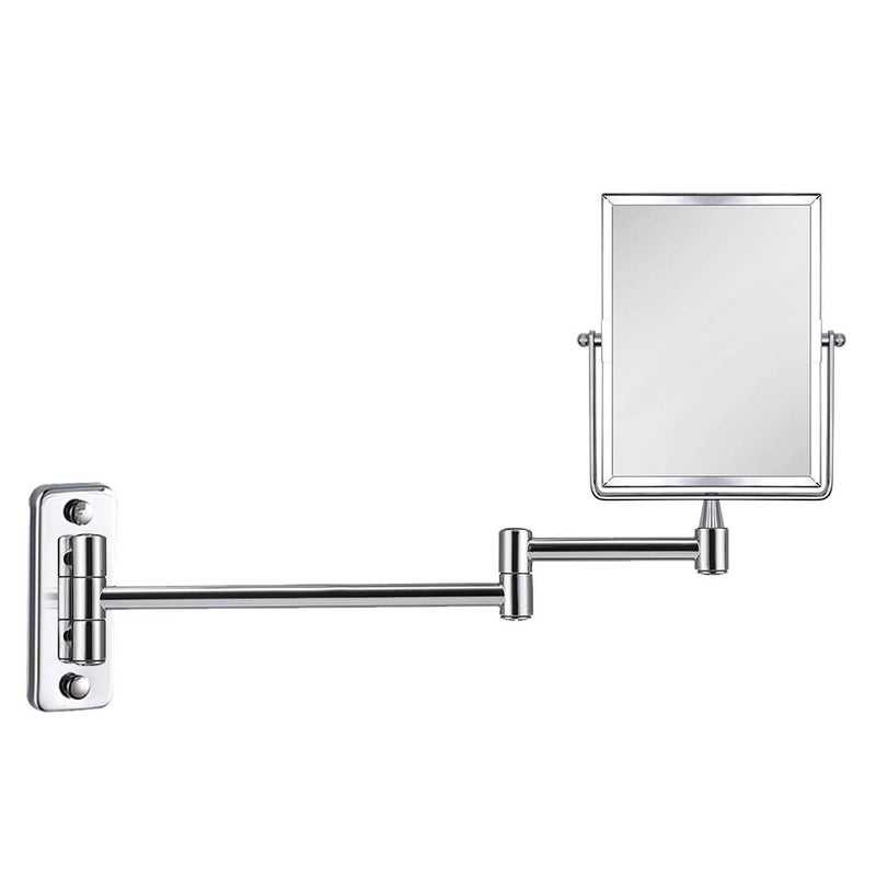 QiMH 3X Magnifying Wall Mounted Vanity Makeup Mirror | Rectangular 8x6 Inch with Extendable Arm | Polished Chrome Finish Double-Sided Swivel Mirror - Image 2